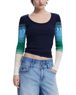 Desigual T-Shirt Lange Mouw Ts_Churchill 25Swtk77 - Blauw