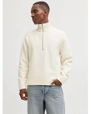 Jack & Jones Pull 12282749 Norrebro Knit Half-Sea Salt - Blanc