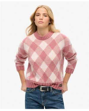 Superdry Pull Pull à motif losanges - Rouge