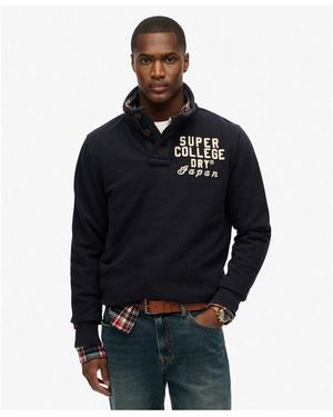 Superdry Sweat-shirt Pull Henley athlétique vintage - Noir