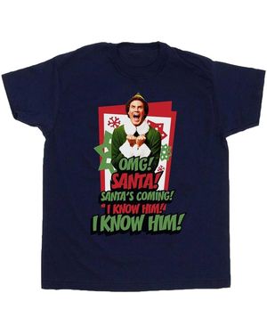 Elf T-shirt Santa Is Coming - Bleu