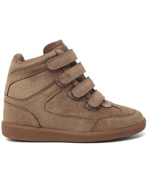 Vera Collection Baskets Montantes Sneakers Compensées À Multi Brides Scratch Taupe - Marron