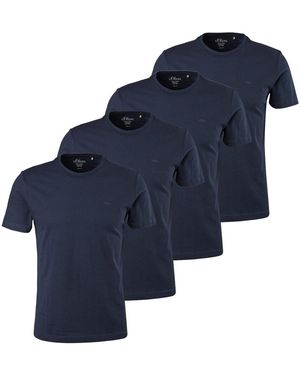 S.oliver T-shirt T-shirt Paquet de 4 Basic T-Shirt - Bleu
