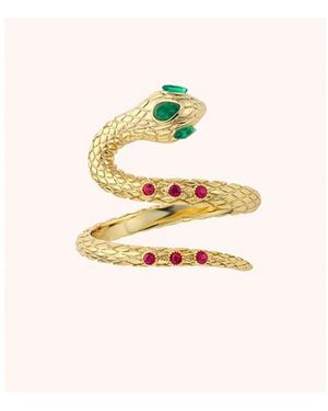 Mya Bay Bague Green Fuchsia Ring Or - Métallisé