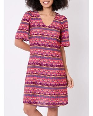 La Fiancee Du Mekong Robe courte Robe ajustée fluide manches tulipes PUCE - Rose