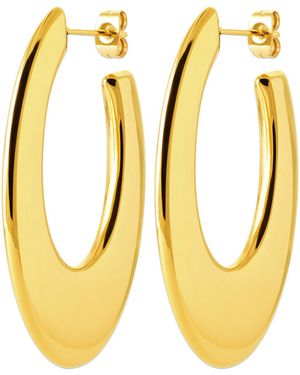 Brillaxis Boucles oreilles Créoles ovales acier doré - Jaune