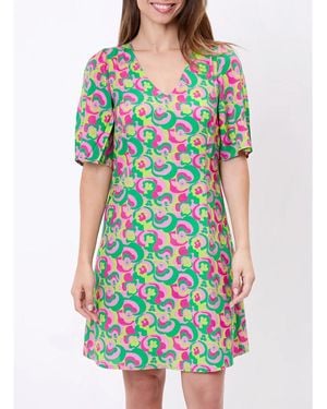 La Fiancee Du Mekong Robe courte Robe ajustée fluide manches tulipes PUCE - Bleu