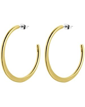 Lotus Boucles Oreilles Créoles Ouvertes Style Acier Doré 40Mm - Métallisé