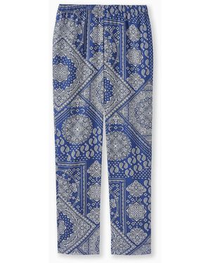 Daxon Pantalon by - Pantalon fluide taille élastiquée - Bleu