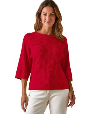 Daxon Pull by - Pull manches au coude 5% laine - Rouge