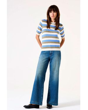 Garcia Pull Pull rayé Whitecap - Bleu