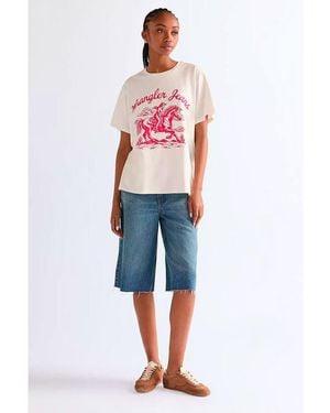 Wrangler T-shirt Tee-Shirt GIRLFRIEND TEE Worn White - Bleu