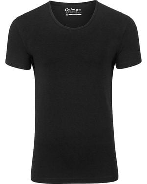 Garage T-shirt Stretch Basique Noir Col rond profond