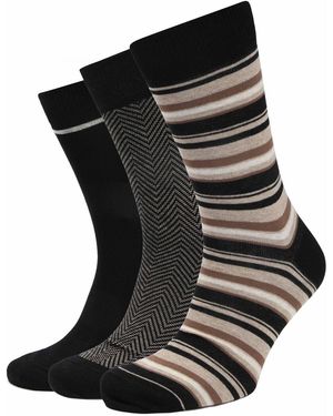 Suitable Socquettes Chaussettes Lot De 3 Imprimé Noir