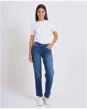 ONLY Jeans Jean Femme Taille Moyenne Straight Fit - Bleu