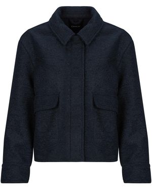 ONLY Blouson ONLSANNE BOUCLE SHORT - Bleu