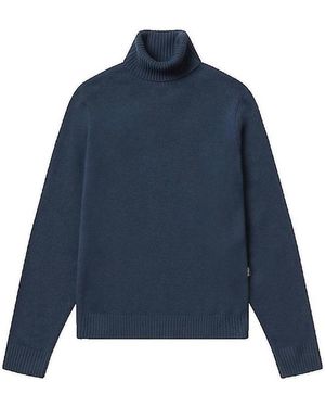 Ecoalf Pull Pull écologique en laine recyclée col haut marron - Bleu