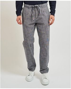 Yes-Zee Pantalon Pantalon en mélange de lin - Gris