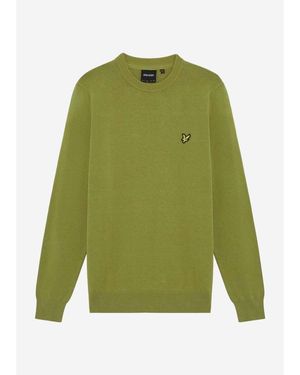 Lyle & Scott Pull KN2136V COTTON CREW-Y123 SHRUB GREEN - Vert