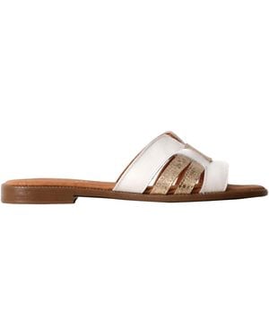 The Divine Factory Sandales Sandales Plates Cuir Alénoa - Marron