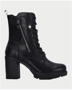 Refresh Bottes Bottines Pour Femme En Similicuir Brossé - Noir