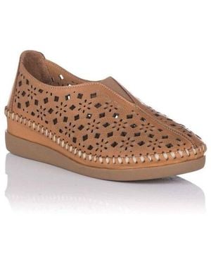 48 Horas Slip ons Mocassin en coin à travail ouvert - Cuir - Marron