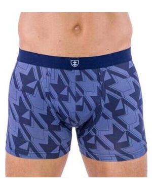 Mariner Bas de pyjama Lot de 2 Shortys en Coton biologique stretch unie et marine - Bleu