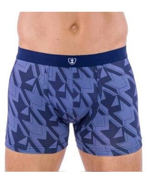 Mariner Boxers Lot de 2 Shortys en Coton biologique stretch unie et marine - Bleu