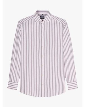 Olymp Chemise Chemise à rayures droite rose en coton - Violet
