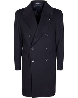 Tagliatore Cappotto Doppiopetto Lana Chacemire - Blu