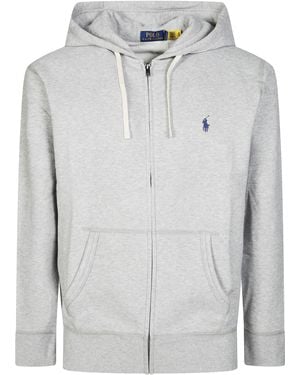 Polo Ralph Lauren Lsfzhoodm6 Felpa A Zip Con Cappuccio - Gray