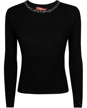 Max Mara Catone Maglia Girocollo Gioiello - Nero