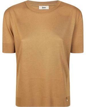 Herno Elegant T-Shirt With Continuous Borders - Natural