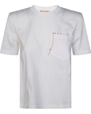 Marni T-Shirt Mm Girocollo Taschino - White