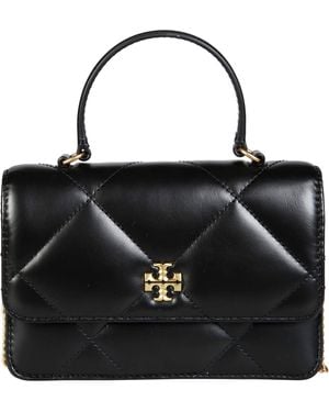 Tory Burch Kira Diamond Quilt Mini Top Handle Chain Wallet - Black
