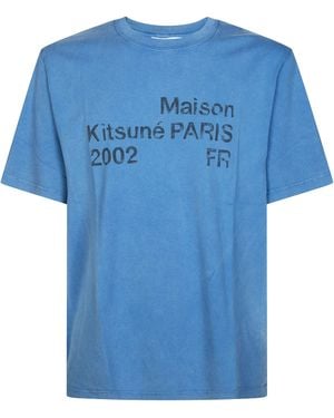 Maison Kitsuné T Shirt Mm Over Parlata - Blu