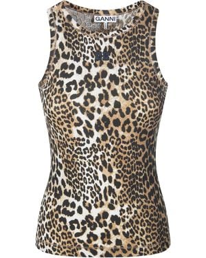 Ganni Tank Top Costina Leopardato - Multicolore