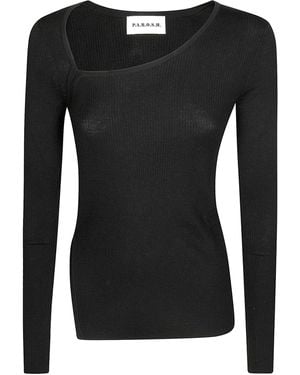 P.A.R.O.S.H. Maglia Scollo Asimmetrico Costina - Nero