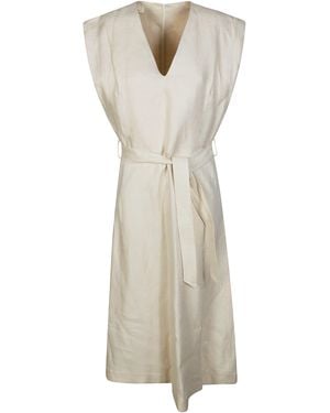 Incotex Abito Lino Scollo V - Natural