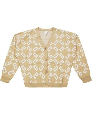 Givenchy Allover Logo Jacquard Knitted Cardigan - Natural