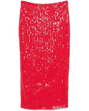 ROTATE BIRGER CHRISTENSEN Sequins Pencil Skirt - Red