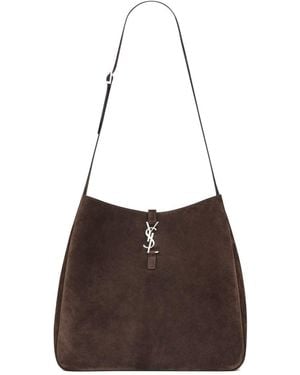 Saint Laurent Le 5 A 7 Maxi Hobo - Brown