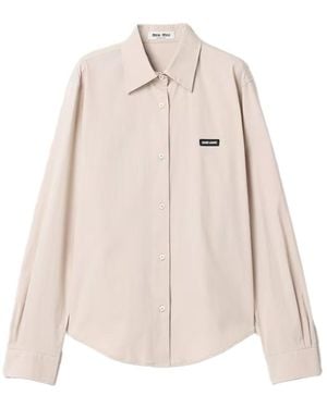Miu Miu Popeline Stretch Shirt - Natural
