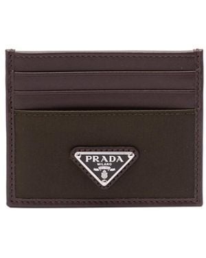 Prada Re-Nylon And Leather Card Holder - White