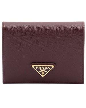 Prada Small Saffiano Leather Wallet - Purple