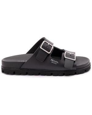 Prada Strap Slides - Black
