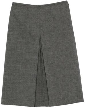 Prada Wool Skirt With Nylon Waistband - Grey