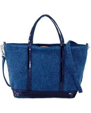 Vanessa Bruno Linen Extra Small Zipped Cabas Tote - Blue