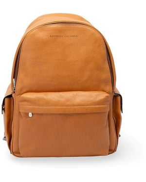 Brunello Cucinelli Cowhide Travel Backpack - Orange