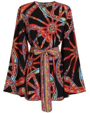 Dolce & Gabbana Dolce & Gabbana Carretti Silk Printed Mini Dress - Red